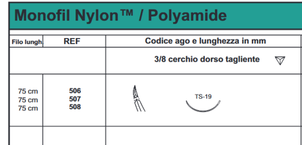 AGHI ASSUT NYLON BLU 3/0 12PZ TS 19MM 3/8 CERCHIO DORSO TAG. 01508F/266P - immagine 5